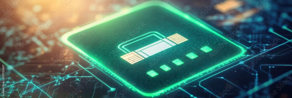 Aufkleber A digital representation of a secure chip symbolizing cybersecurity and technology.