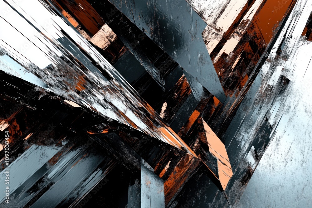 Fototapete abstract geometric composition with sharp angles and contrasting colors.