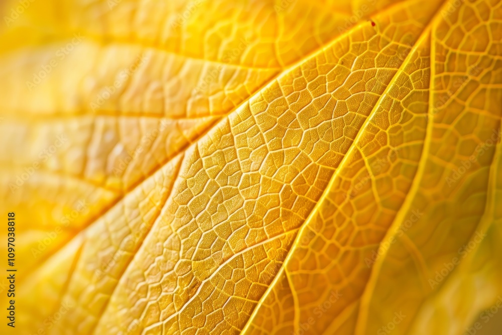 Poster a close-up image showcasing the intricate network of veins on a golden leaf a close-up of intricate 