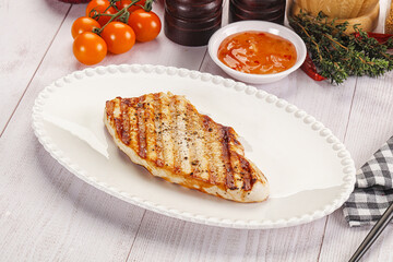 Grilled turkey fillet steak with sauce
