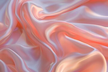 A close-up photo of smooth, peach-colored silk fabric, draped in soft, elegant folds A close-up of soft, flowing silk fabric