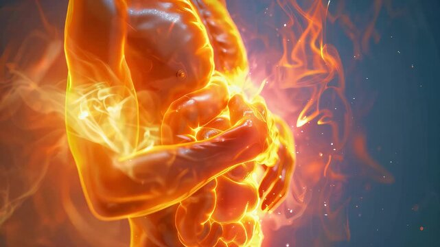 Cholecystitis: The Abdominal Pain and Nausea - Imagine a person with highlighted gallbladder showing inflammation, experiencing abdominal pain and nausea 