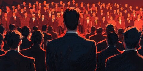 A Single Man Addresses A Large Crowd Of Men