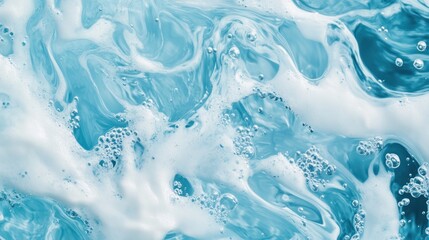 Obraz premium Abstract Blue Water With White Foam Bubbles