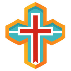 Obraz premium Christian cross catholic religion clipart cartoon Illustration drawing