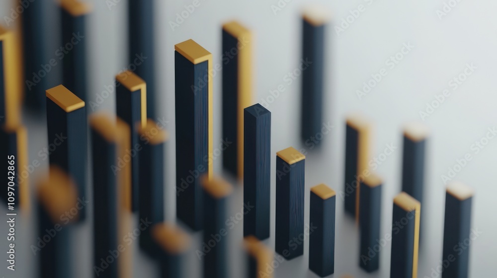 Poster Abstract representation of data with vertical bars in contrasting colors.