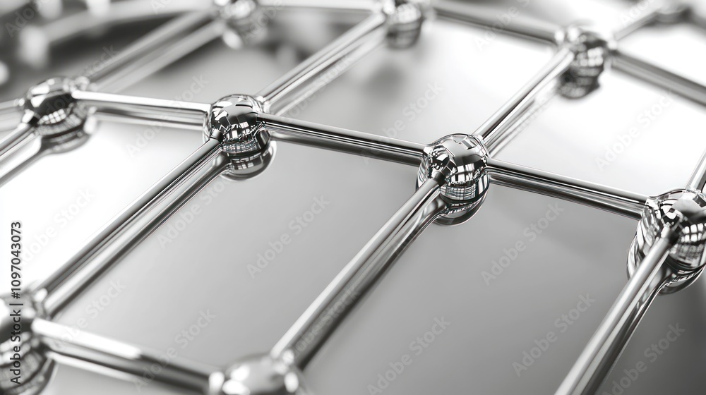 Leinwandbilder a close-up view of a metallic lattice structure, showcasing its reflective surfaces and geometry.