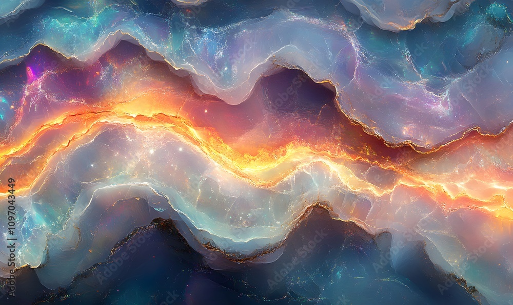 Poster a seamless opal texture with intricate, iridescent veins and patterns