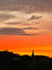 Fototapeta premium Orange sunrise in Brooklyn, New York