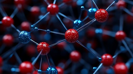 Red and blue molecular bonds for abstract representation of scientific studies