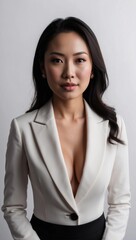 Obraz premium Close-up portrait of asian businesswoman on isolated background, asian corporate businesswoman