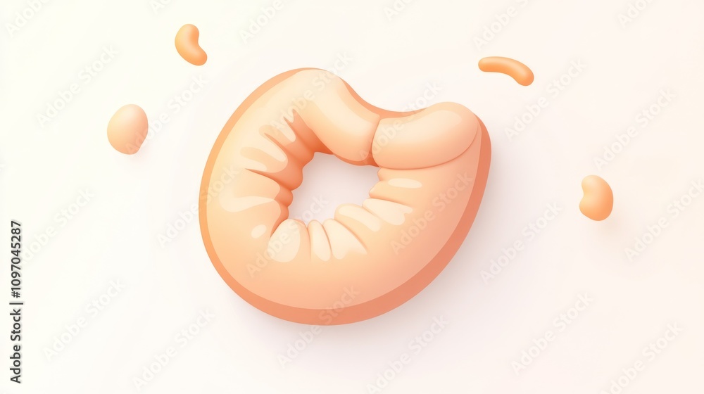 Poster a stylized, soft-looking donut with a smooth texture and playful color.