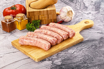Raw meat sausages for grill