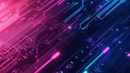 Neon Circuit Board Abstract:  Digital Technology Background