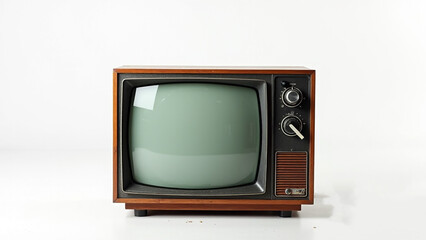 Retro Vintage Television with Classic Design on White Background.