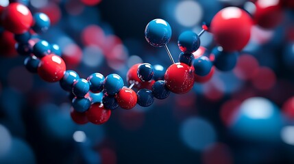 Blue and red molecular design abstract for scientific discovery connections