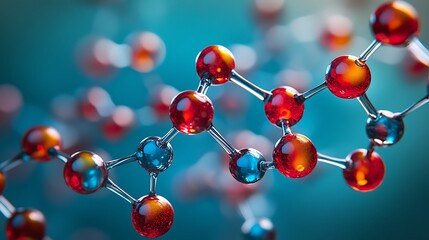 Obraz premium Vibrant molecular network in red and blue abstract art for scientific concepts