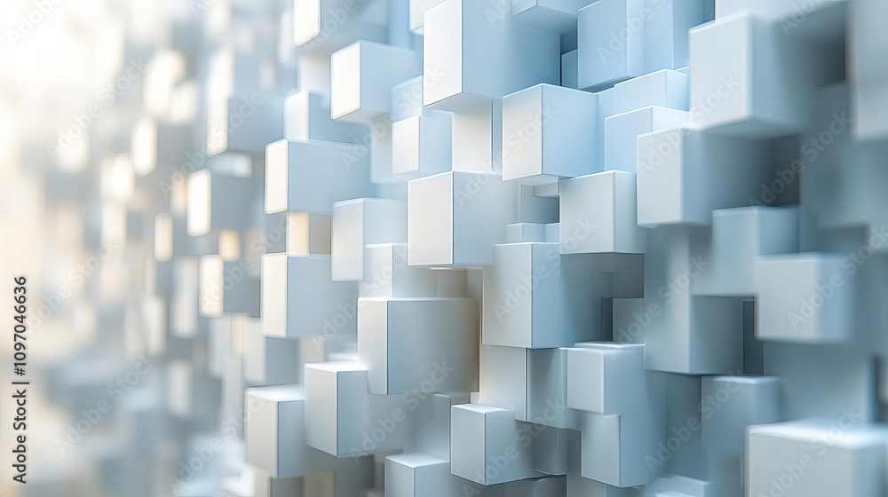 Poster abstract composition of white cubes creating a modern textured background. this artistic design evok