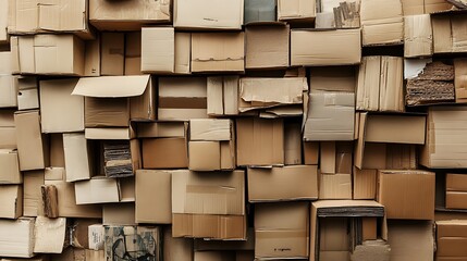 A Stack of Used Cardboard Boxes in a Pile