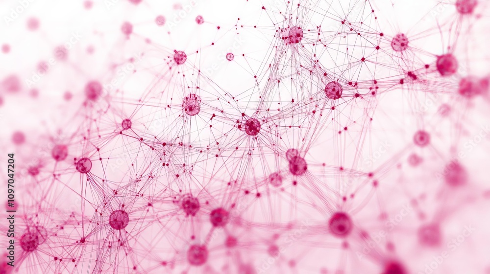 Poster abstract digital network connections in vibrant pink tones. a representation of interconnected nodes