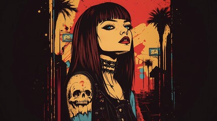 Gothic teenage girl portrait with dark aesthetic, perfect for stock