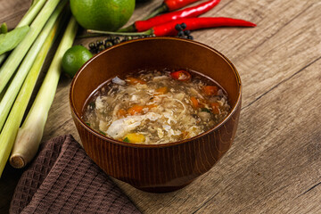 Asian gourmet crab soup with spices