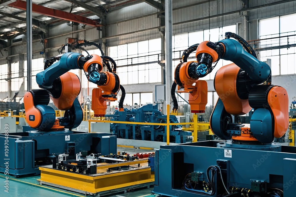 Poster advanced robotics in industrial manufacturing for smart factory automation