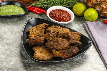 Grilled beef barbecue with spises