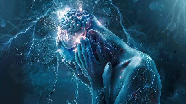 Epilepsy: The Seizures and Loss of Consciousness - Visualize a person with highlighted brain showing abnormal electrical activity