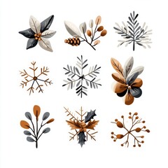 Fototapeta premium Rustic Boho Christmas Decor with Snowflake Elements
