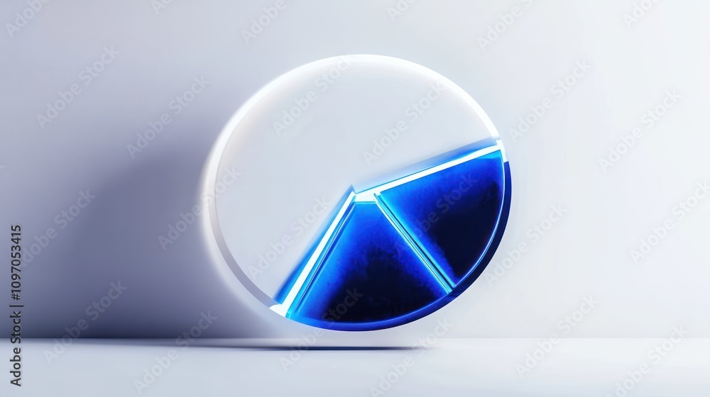 Fototapete a modern pie chart with glowing segments representing data visualization.