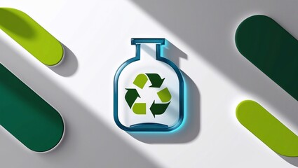 Obraz premium Glass Recycable icon in a glass bottle