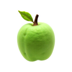 Green wool apple. Green apple made of felted wool on a transparent background