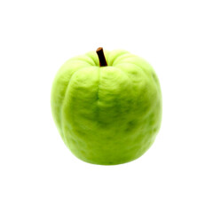 Green wool apple. Green apple made of felted wool on a transparent background