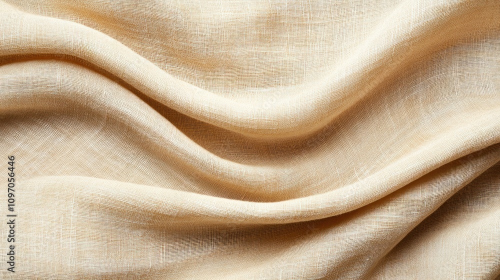 Poster a close-up of soft, flowing beige fabric showcasing texture and drape.