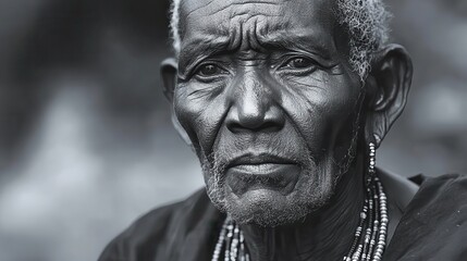 Candid portrait of an elderly woman rural village black and white photography natural setting close-up resilience