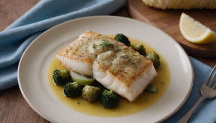 garlic butter baked cod on a plate