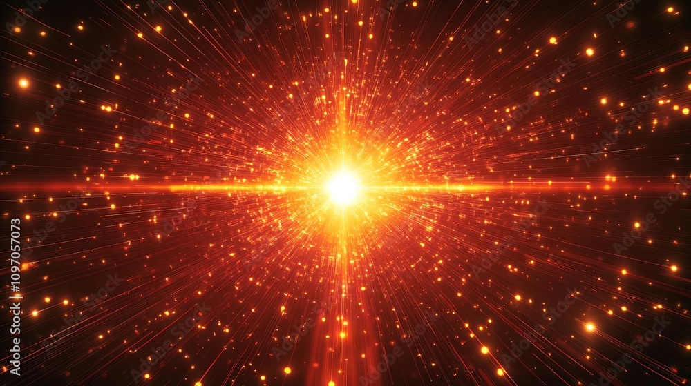 Poster an abstract representation of energy bursting forth, symbolizing dynamism and the power of the unive
