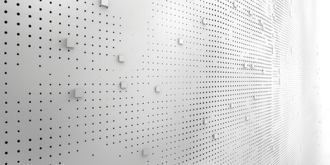 Textured grid pattern on white background with three-dimensional elements and varying shapes