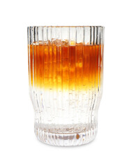 Refreshing espresso tonic drink isolated on white