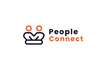 People Connect logo with two abstract figures in vibrant orange and black colors