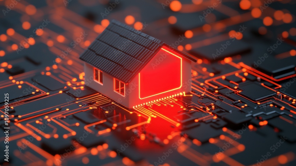 Aufkleber cybersecurity mitigates risks and secures data. conceptual representation of a smart home in a digit