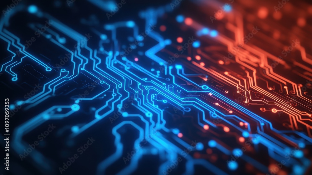 Poster cybersecurity mitigates risks and secures data. abstract close-up of futuristic circuit board design