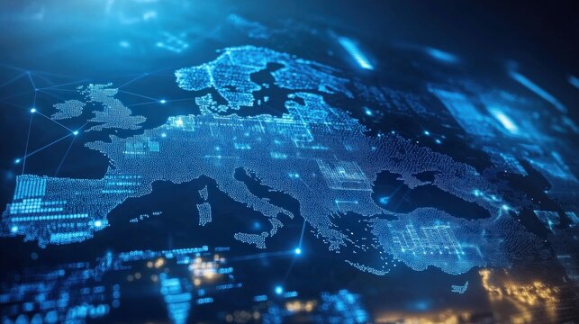 Digital Representation of Europe with Interconnected Lines