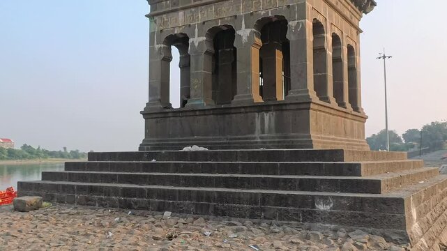 Pandharpur, India 22 November 2024 Devotees gathered at Pundlik temple and other temples series on the bank of river chandrabhaga in Pandharpur Solapur district Maharashtra.
