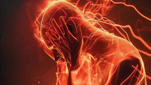 Nerve Pain Nuisance: The Sharp Shooting Pain and Tingling Sensation - Picture a person wincing in pain, with lines indicating nerve pathways, highlighting the sharp, shooting pain and tingling