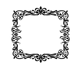 Black Frame with flowers, frame with floral ornament