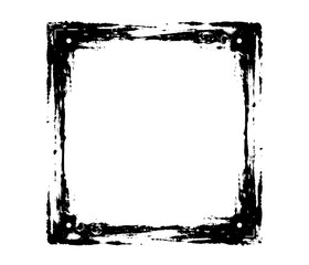 Grunge frame brush square border vector stroke paint. Texture black frame old grunge square frame