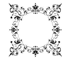 Black Frame with flowers, frame with floral ornament