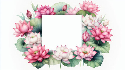 Lotus flower frame design artistic illustration nature garden close-up serenity and beauty